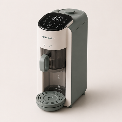 Front view of Aura Baby Formula Mixer and Dispenser on white background