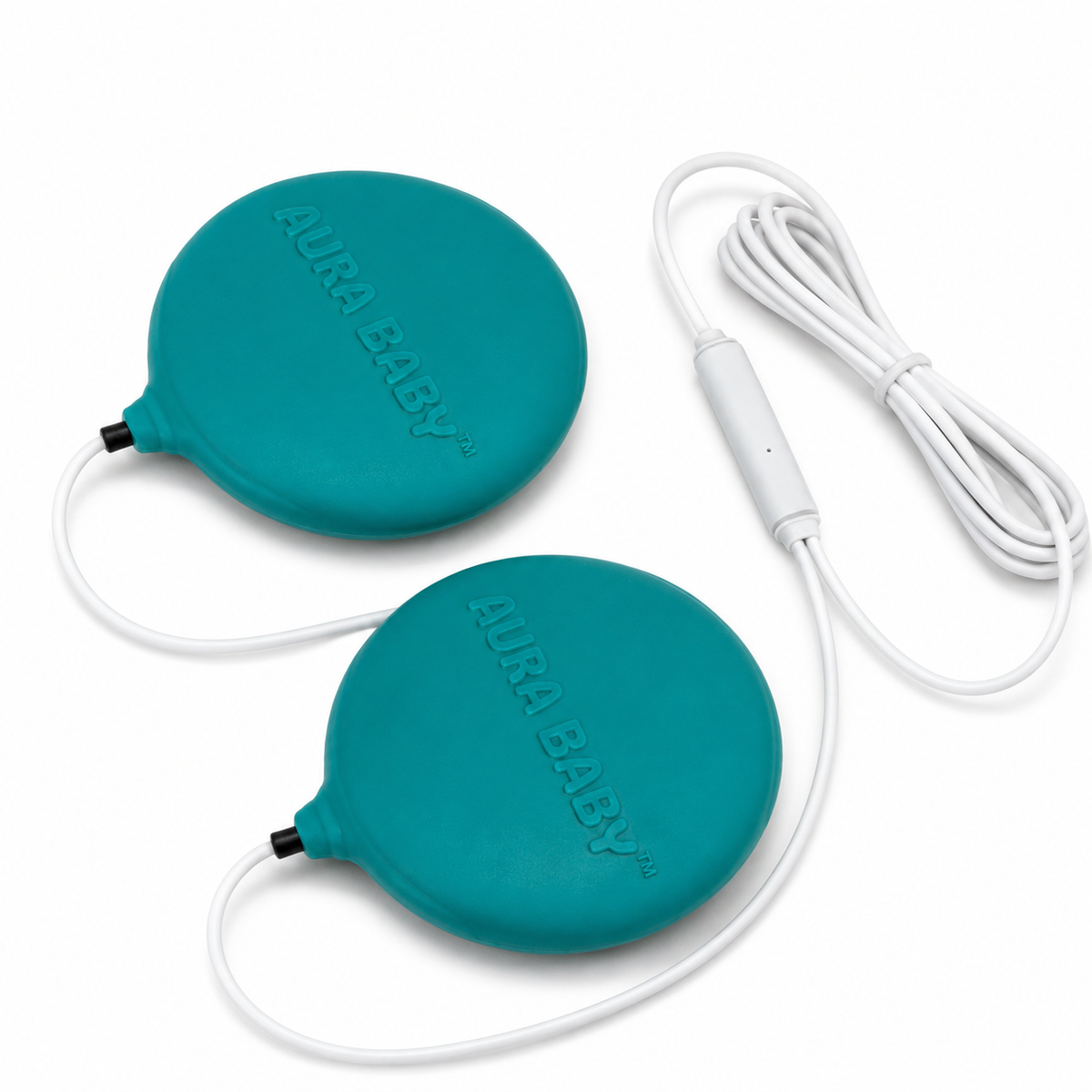 top view image of aura baby prenatal belly speakers on white background